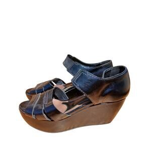Marni Womens Black Leather Platform Sandals Size 39